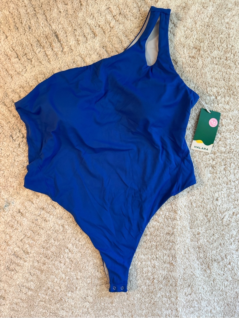 Halara royal blue one-shoulder one-piece bodysuit or swimsuit. Size XL. NWT.